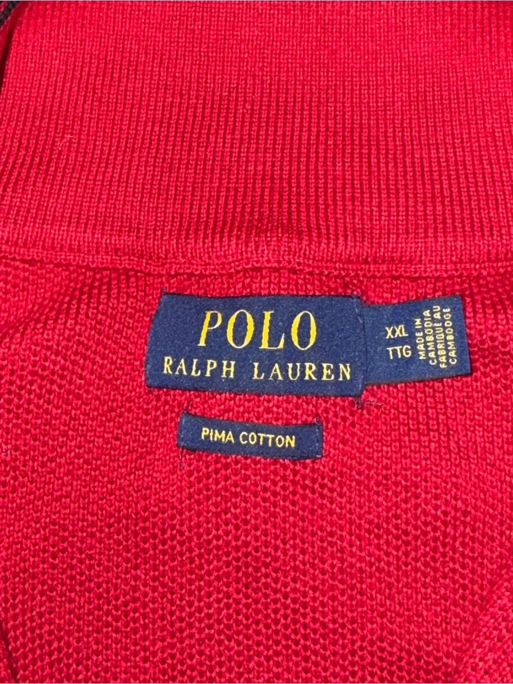 Polo by Ralph Lauren Men's Pima cotton Red Half-Zip Sweater